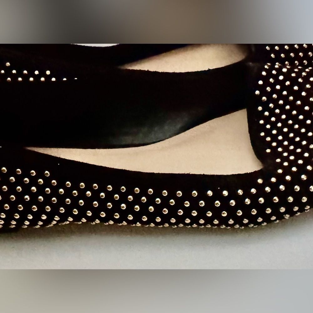 [Loeffler Randall] Black and Gold Studded Suede Flats Sz: 8.5B - Picture 5 of 11